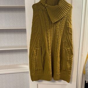Anthropologie Mustard Yellow Cowl Neck Cape